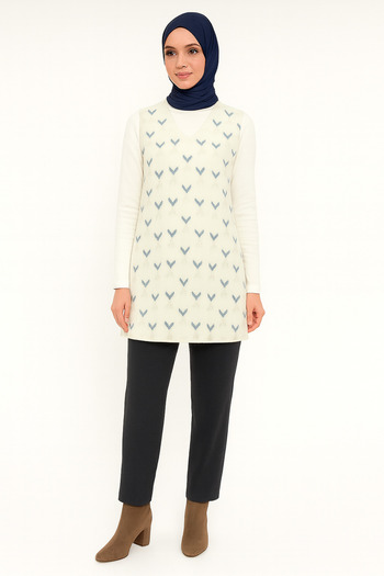 Misue Handmade Winter Hijab Tunic, Belted V-Neck Sleeveless Gilet, Comfortable Belted Winter Tunic, Hijab Clothing Tunic
