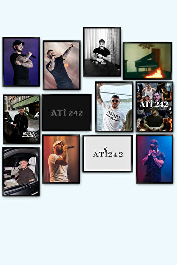 TABLOX 12 Piece Decorative Mdf Painting Set Ati242 Singer Rapper Turkish Rap Gift Wall Decor