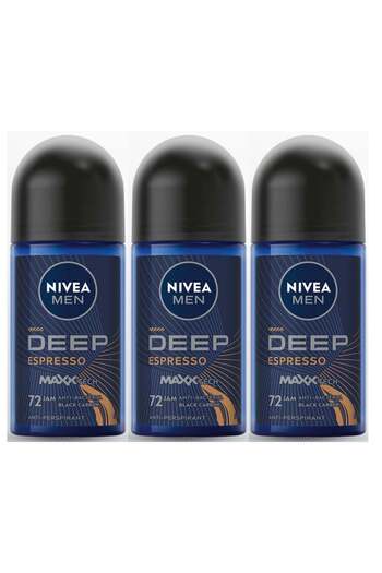 NIVEA Deep Roll-On Deodorant with Carbon, 4 Pack, 50 ml