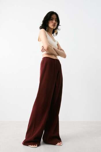 H&M Textured-knit trousers