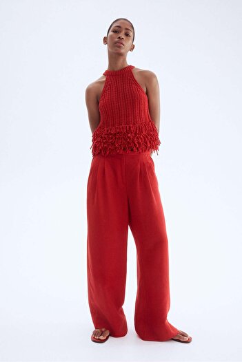 H&M Fringe-trimmed knitted top