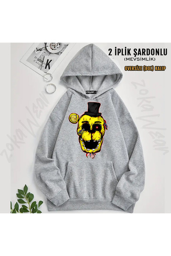 ZOKAWEAR Bloody Golden Freddy Fnaf Design Printed Hooded Sweatshirt (2 Thread)