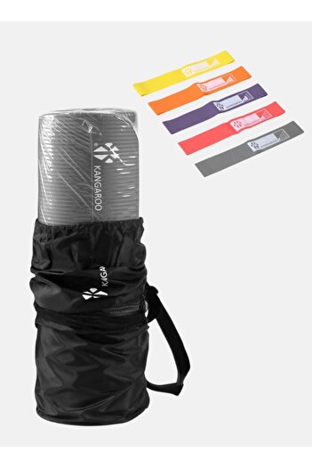 KANGAROO Kangaroo 15mm Exercise Mat with Kangaroo 5 Level Rubber Resistance Band Loop Set