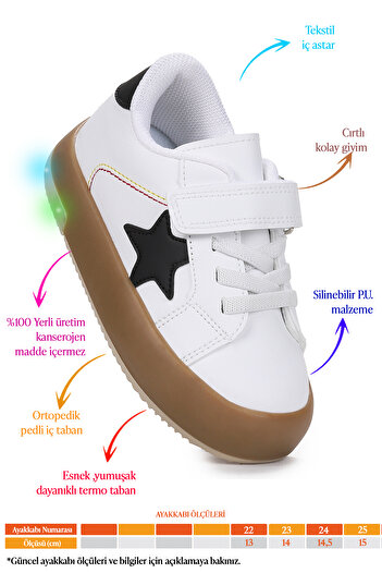 Kiko Kids Rena Daily Velcro Lighted Baby Girl Sports Shoes