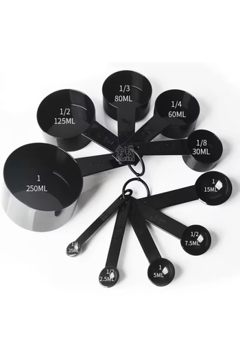 Generic Set of 10 plastic measuring cups and spoons, white