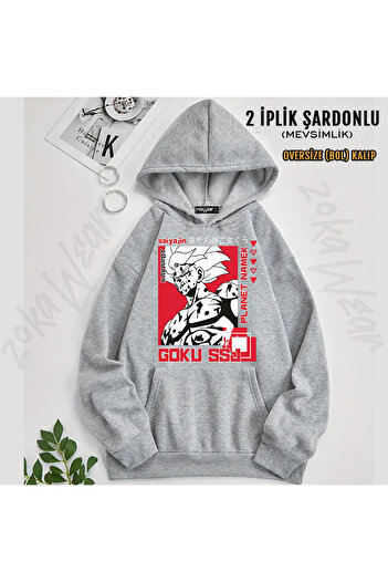 ZOKAWEAR Dragon Ball Son Goku Super Saiyan Anime Character Design Printed Hooded Sweatshirt (2 Thread)
