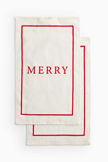 H&M 2-pack motif-detail velour guest towels