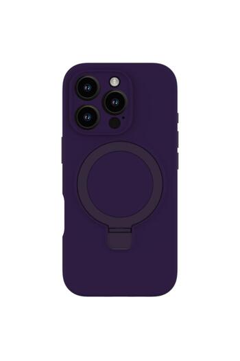 lemontti Liquid Silicon MagSafe iPhone 16 Pro Max case, with stand, Purple