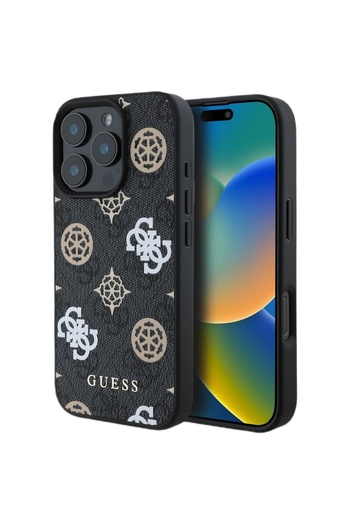 Guess PU 4G Peony MagSafe iPhone 16 Pro Max Black Case