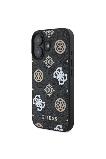 Guess PU 4G Peony MagSafe iPhone 16 case Black