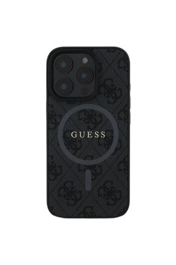 Guess PU Leather 4G Colored Ring MagSafe iPhone 16 Pro Case Black