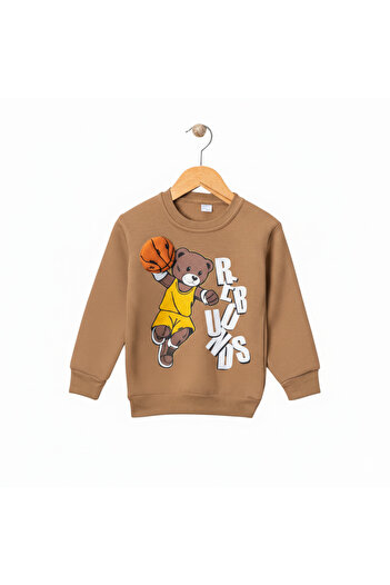 bebebix Boy's Basketball Player Bear Printed Winter Tracksuit Set |   3 Threaded Rasterized