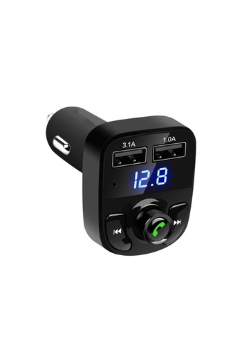 OEM X8 Car FM Modulator – Bluetooth, 2x USB 3.1A, Fast Charging, Voltmeter, Blue LCD Display