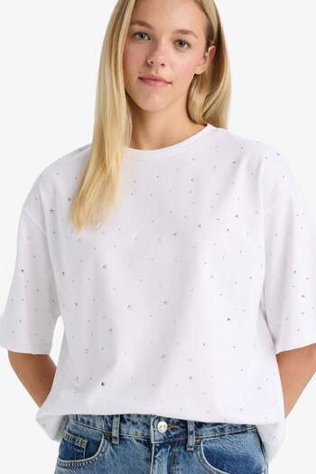 DeFacto Μπλουζάκι με κοντό μανίκι Coool Overshirt Fit Crew Neck G1344AX25HS
