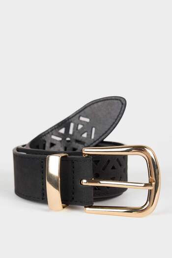 DeFacto Women's Rectangular Buckle Faux Leather Jean Belt F3359Axns