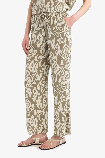 DeFacto Florida High Waist Wide Leg Patterned Viscose Pants N4915Az25Hs