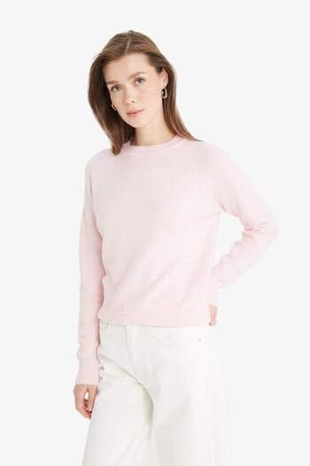 DeFacto Regular Fit Crew Neck Basic Plain Soft Touch Soft Knitwear Sweater D8678Ax25Sp