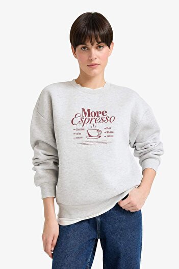 DeFacto Relax Fit Crew Neck Printed Thick Sweatshirt G2152Ax25Wn