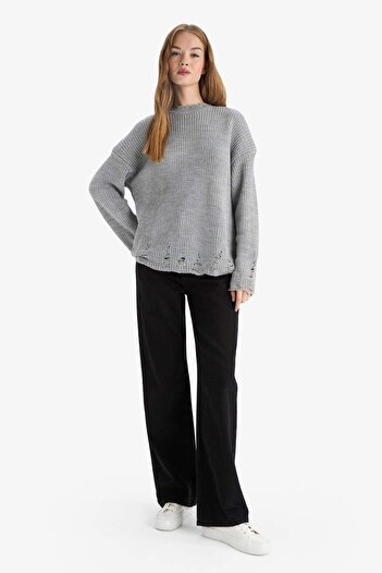 DeFacto Overshirt Fit Crew Neck Sweater G1613Ax25Au