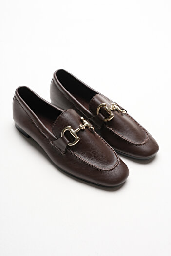 Artgoo Women's Brown Leather Daily Casual Soft Loafer Ballet Shoes