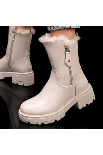 BMoD Women's beige boots with a zipper and a thick sole MOD06354