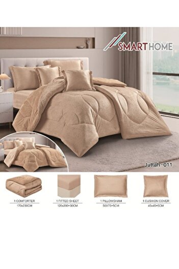 smart home Double-sided winter Comforter (velvet side & fur side) Filled bedspread, 4-piece set, 230x170cm