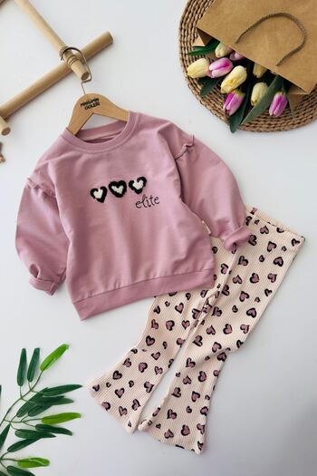 Minigimin Cicileri My Little One's Heart Detailed Girls' 2-Piece Set - Pink