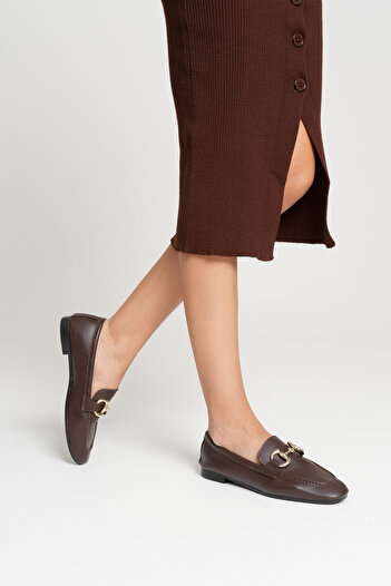 Artgoo Women's Brown Leather Daily Casual Soft Loafer Ballet Shoes