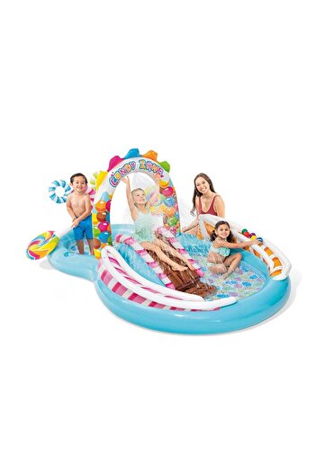 Intex Inflatable Unisex Candy Zone Play Center Pool with Water Slide, Splash, Drain Plug & Repair Pa