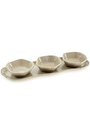 STOREMAX Goldwhirl Maris Melamine 4-Piece Beige Tray Trendflash 467437