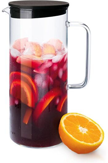 STOREMAX Goldwhirl 1.25 L Glass Jug – Borosilicate – with Lid – Refrigerator Compatible – Durable – Manufactured by Trendfla
