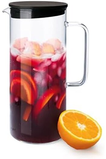 STOREMAX Goldwhirl 1.25 L Glass Jug – Borosilicate – with Lid – Refrigerator Compatible – Durable – Manufactured by Trendfla