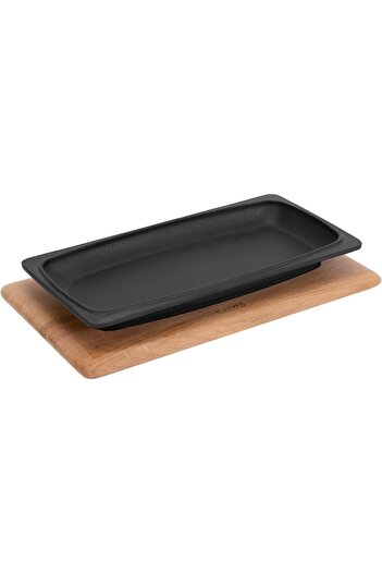 STOREMAX Goldwhirl Cast Iron Serving Plate, 30X15 cm with Wooden Base - Lv as 172 Trendflash 467437