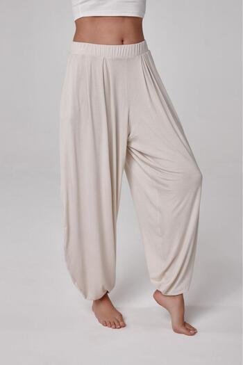 relactive Women's Stone Color Micromodal Loose Harem Baggy Pants C2T5N5O2
