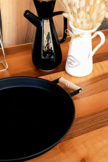 Tezyinat Wood Metal Tray with Wooden Handles Tea Tray Coffee Tray Presentation Tray