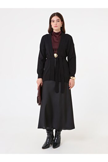 Refka Belted Knitwear Cardigan - Black -
