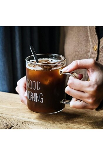 STOREMAX Goldwhirl Boy Good Morning Glass Mug Borosilicate Resistant Glass Mug with Handle 450 ml Trendflash 467437
