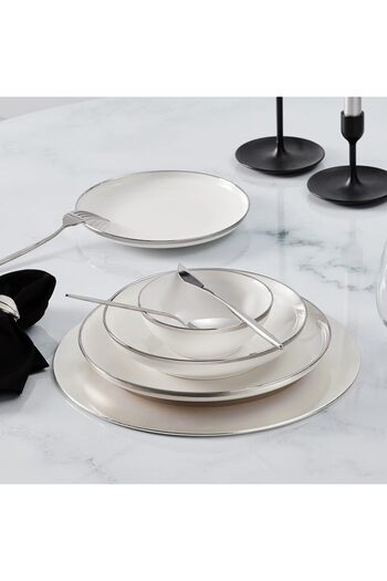 STOREMAX Goldwhirl Streamline Platinum 24 Piece 6 Person Dinnerware Set Trendflash 467437