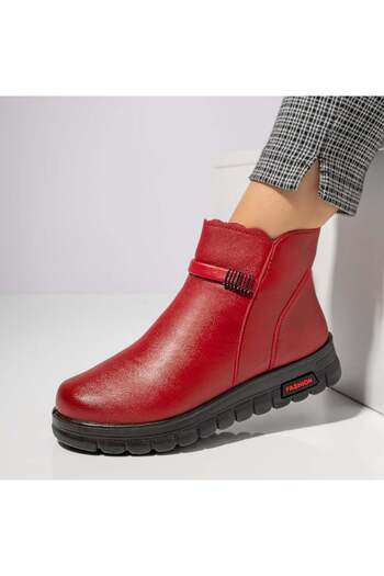 BMoD Women's red boots with a zipper and a metallic accessory MOD10265