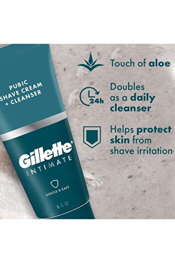 Gillette Intimate 2-in-1 Shave Cream & Cleanser, Gentle Formula, Aloe-Free and Paraben-Free (177 ml)