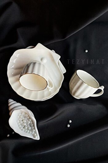 STOREMAX Goldwhirl -Oyster 4 Piece Coffee Cup Set for 2 Persons (Gold Gilded) Trendflash 467437