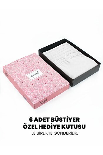 Öts Sutien premium pentru antrenament pentru fete, pachet de 6 - cu cutie cadou, țesătură din bumbac, ultra moale, elastic și