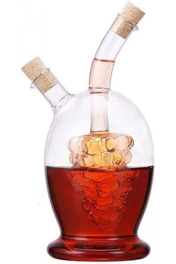 STOREMAX Goldwhirl 473 ml Grape Liner 2 Outlet Glass Oil and Vinegar 2-in-1 Bottle, Glass Oil and Vinegar Container Train