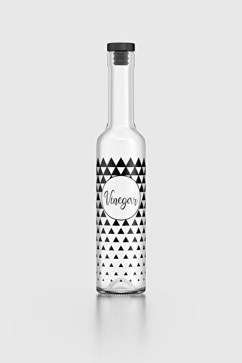 Renga Hena Vinegar Patterned 500 ml Glass Vinegar Bottle with Black Stopper 152013