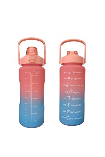Saban Pink, Set of 3 - Flask Set with Stickers and Straws - 2000ml, 900ml, 300ml