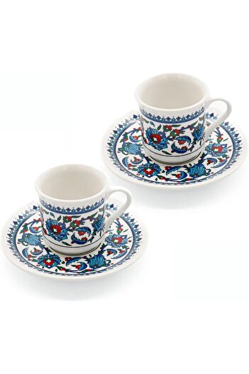 STOREMAX Goldwhirl Topkapı Model Tile Embroidered Coffee Cup Set, 2 Person, 2 Pieces Trendflash 467437