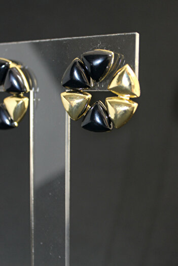 nevamor Black Earrings with Gold Detail