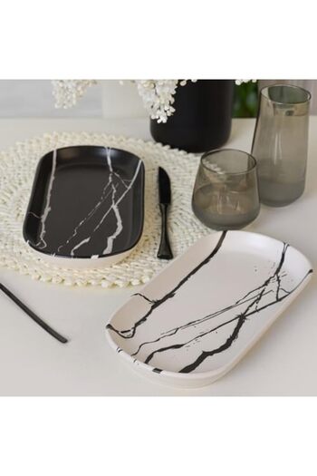 STOREMAX Buyflair Marble Noyan Boat Plate 28 cm 2 Pieces 17950-51 Modaflash 224120