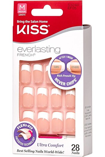 Kiss French Nail Polish Set from Everlasting EF05, White, 28 Pieces