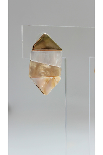 nevamor Asymmetrical Cream Earrings with Triangle Detail